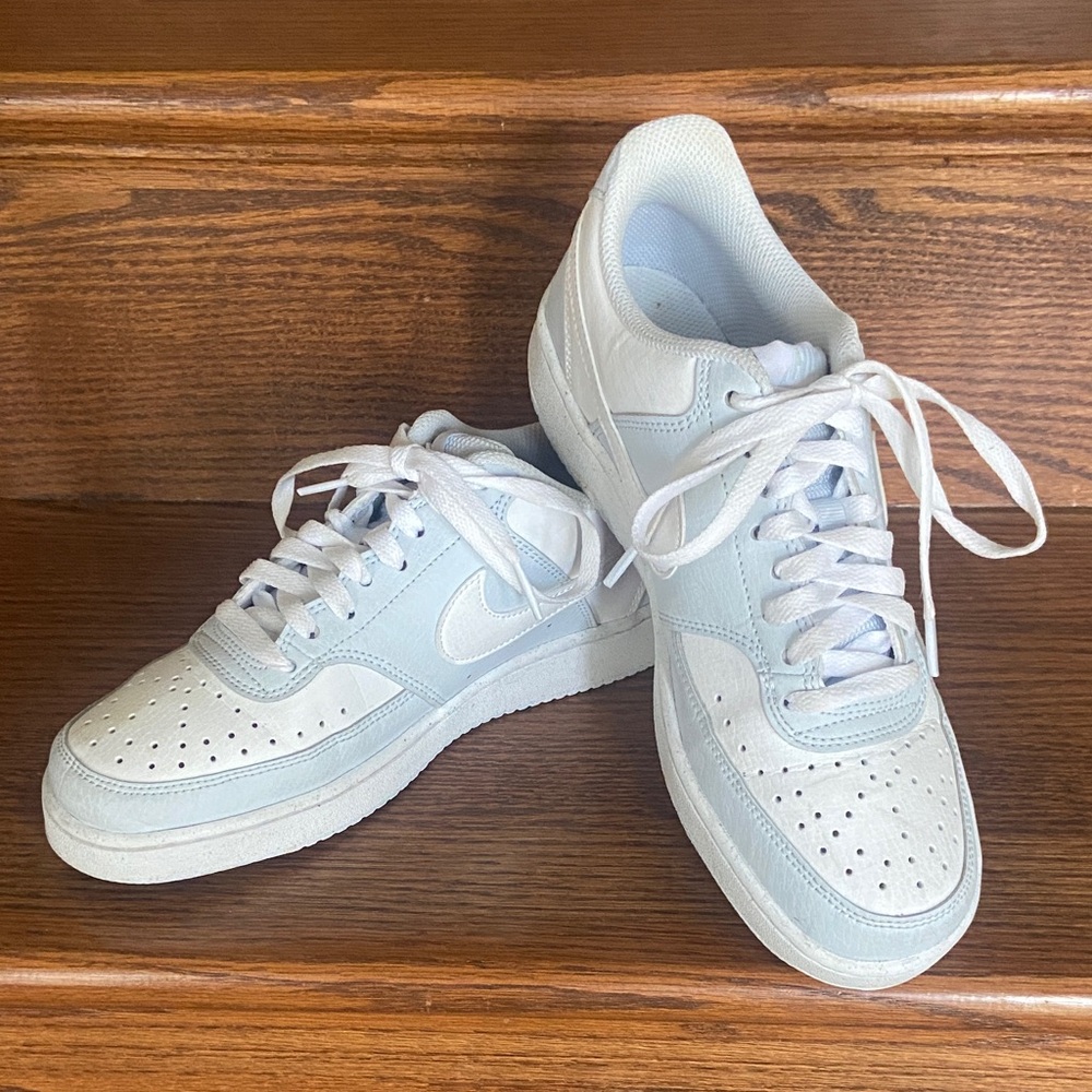 White and Light Blue Sneakers